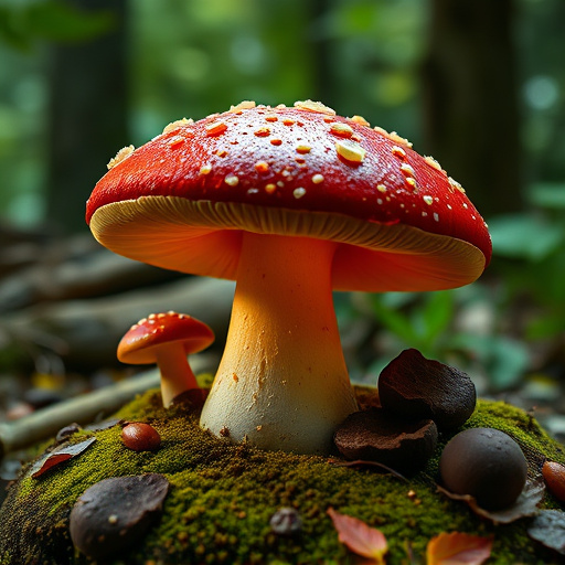 Magic Mushroom Chocolates with Nature Background