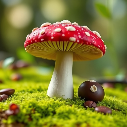 Magic Mushroom Chocolates with Nature Background
