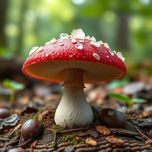 Magic Mushroom Chocolates with Nature Background