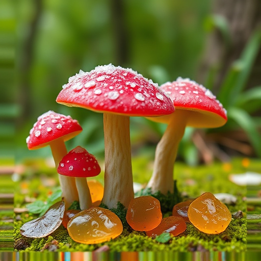 Magic Mushroom Gummies with Nature Background