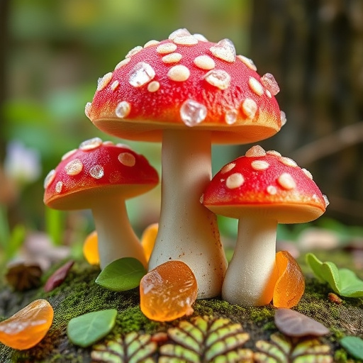 Magic Mushroom Gummies with Nature Background
