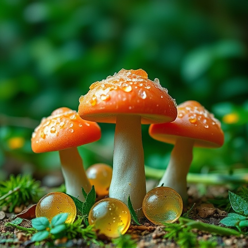 Magic Mushroom Gummies with Nature Background