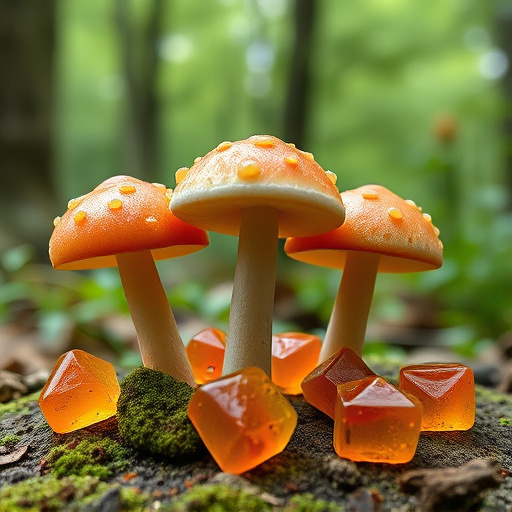 Magic Mushroom Gummies with Nature Background