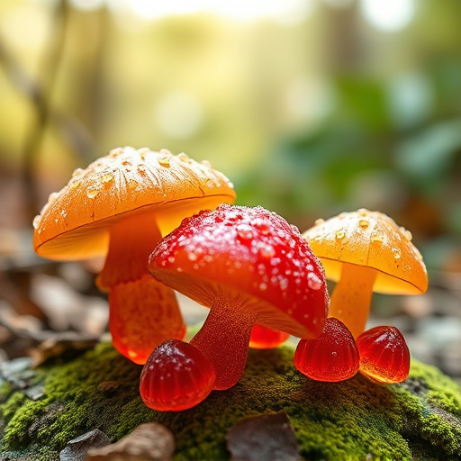 Magic Mushroom Gummies with Nature Background
