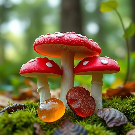 Magic Mushroom Gummies with Nature Background