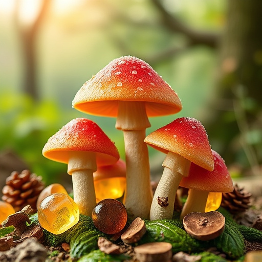 Magic Mushroom Gummies with Nature Background