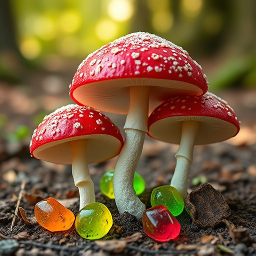 Magic Mushroom Gummies with Nature Background