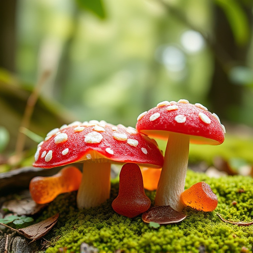 Magic Mushroom Gummies with Nature Background
