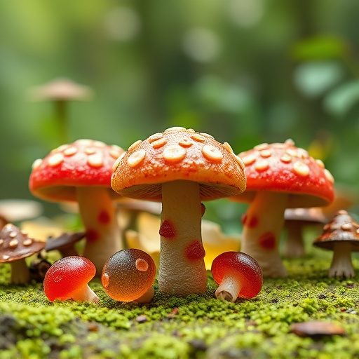 Magic Mushroom Gummies with Nature Background