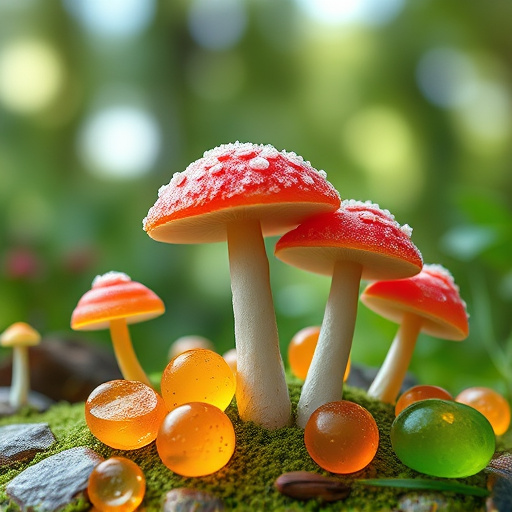 Magic Mushroom Gummies with Nature Background