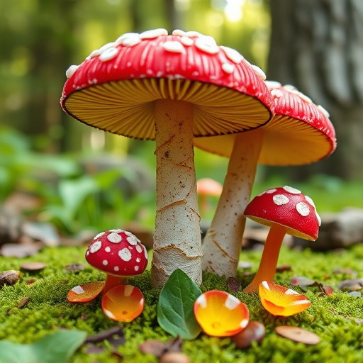 Magic Mushroom Gummies with Nature Background