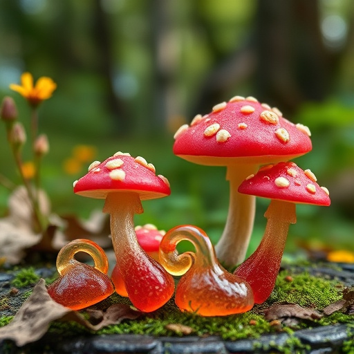 Magic Mushroom Gummies with Nature Background