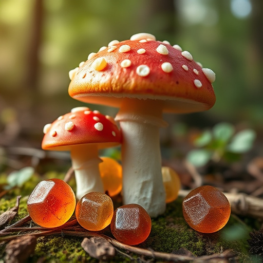 Magic Mushroom Gummies with Nature Background
