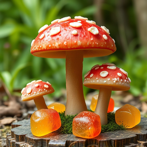 Magic Mushroom Gummies with Nature Background