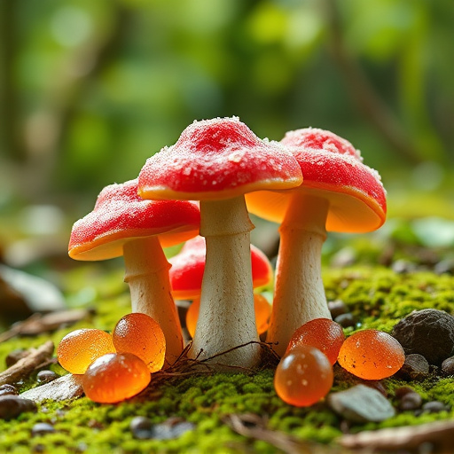 Magic Mushroom Gummies with Nature Background