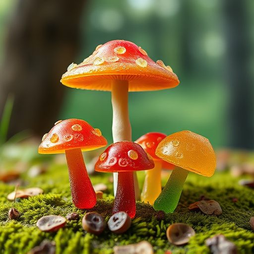 Magic Mushroom Gummies with Nature Background