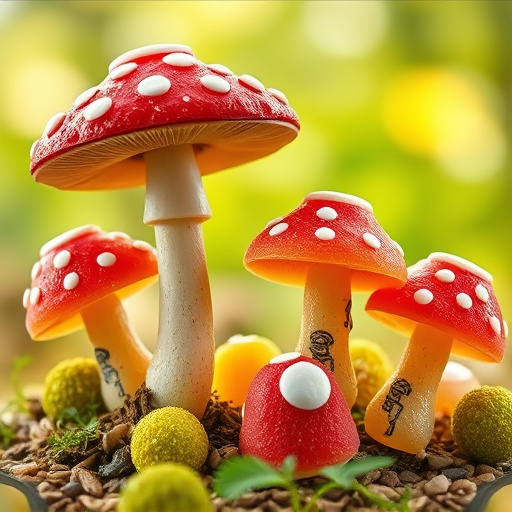 Magic Mushroom Gummies with Nature Background