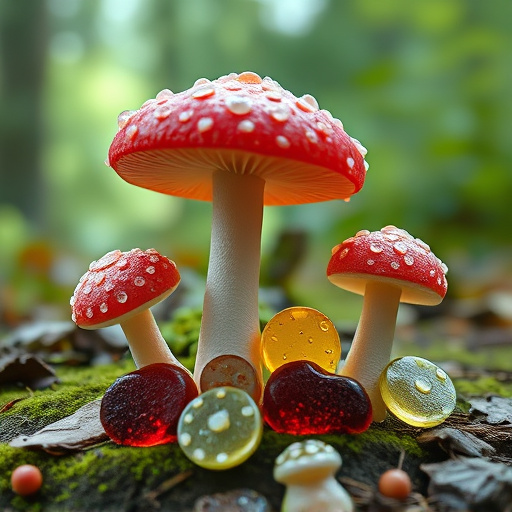 Magic Mushroom Gummies with Nature Background