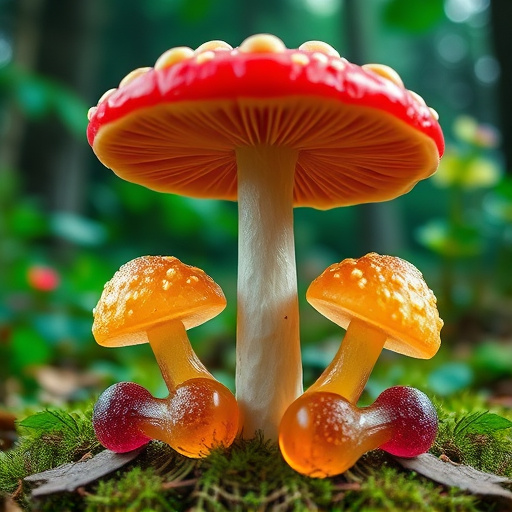 Magic Mushroom Gummies with Nature Background