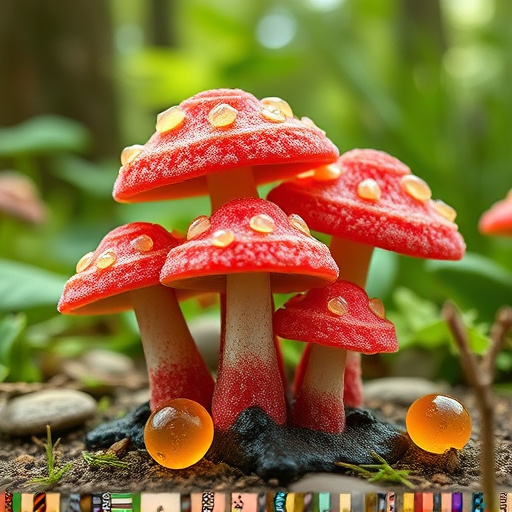 Magic Mushroom Gummies with Nature Background