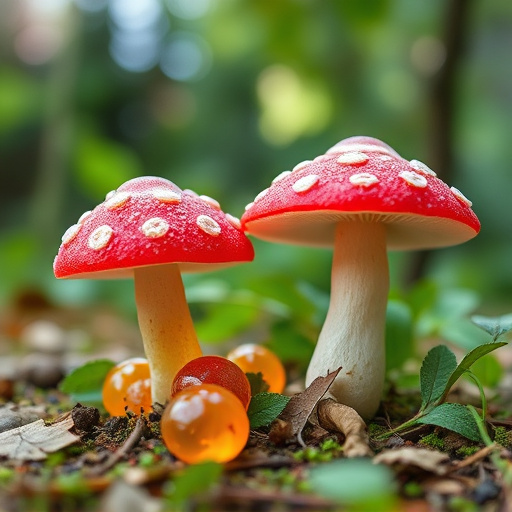 Magic Mushroom Gummies with Nature Background