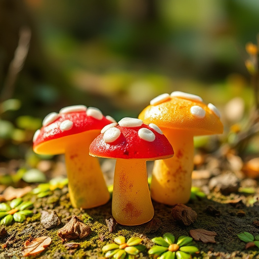 Magic Mushroom Gummies with Nature Background