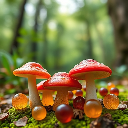 Magic Mushroom Gummies with Nature Background