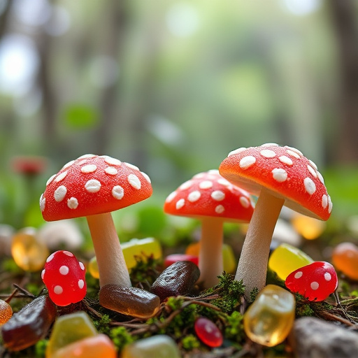 Magic Mushroom Gummies with Nature Background