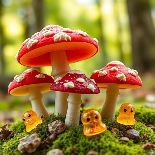Magic Mushroom Gummies with Nature Background