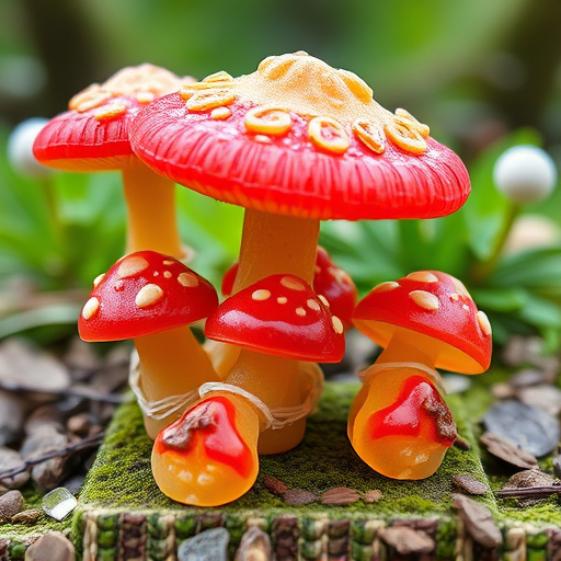Magic Mushroom Gummies with Nature Background