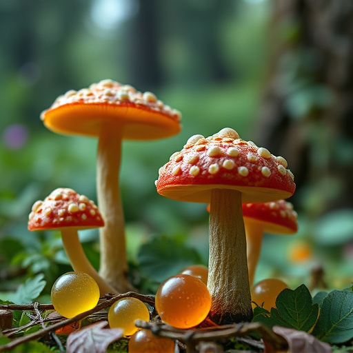 Magic Mushroom Gummies with Nature Background