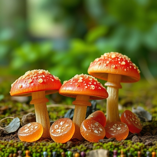 Magic Mushroom Gummies with Nature Background