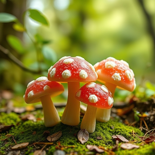 Magic Mushroom Gummies with Nature Background