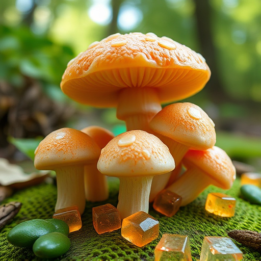 Magic Mushroom Gummies with Nature Background