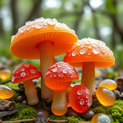 Magic Mushroom Gummies with Nature Background