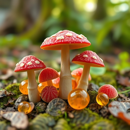 Magic Mushroom Gummies with Nature Background