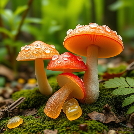 Magic Mushroom Gummies with Nature Background