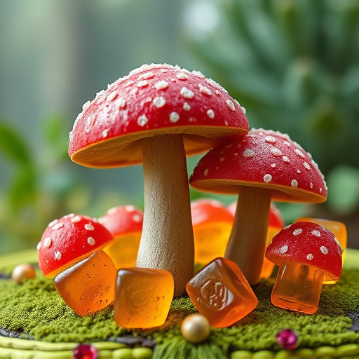 Magic Mushroom Gummies with Nature Background