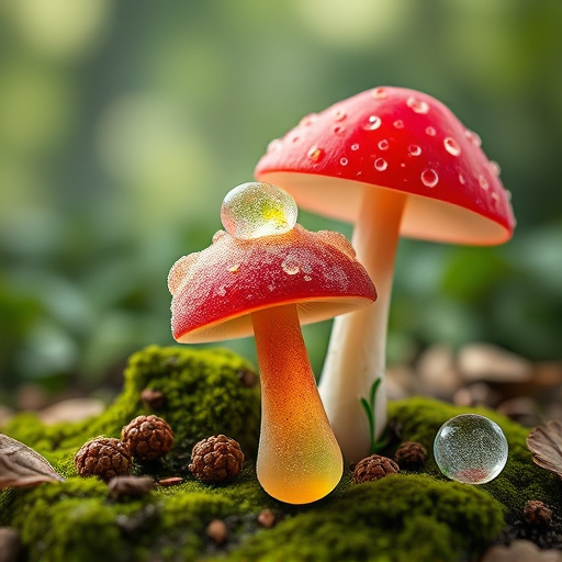 Magic Mushroom Gummies with Nature Background