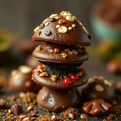 Stacked Magic Mushroom Chocolates Macro