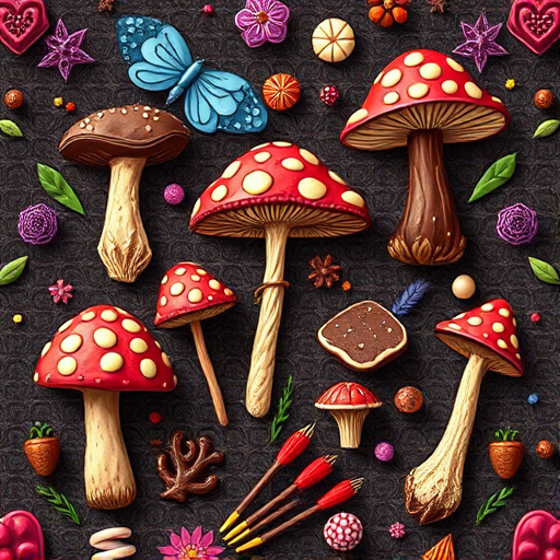 Artistic Magic Mushroom Chocolates Patterns