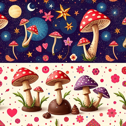 Artistic Magic Mushroom Chocolates Patterns