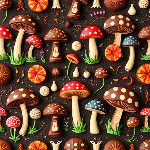 Artistic Magic Mushroom Chocolates Patterns