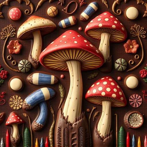 Artistic Magic Mushroom Chocolates Patterns