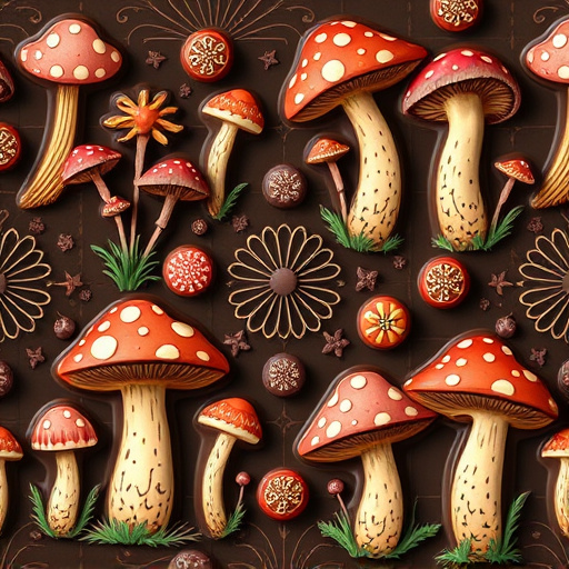 Artistic Magic Mushroom Chocolates Patterns