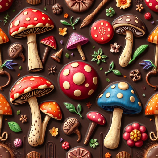 Artistic Magic Mushroom Chocolates Patterns