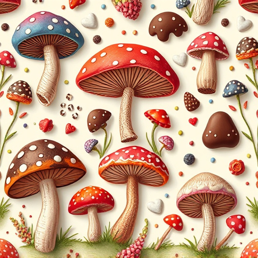 Artistic Magic Mushroom Chocolates Patterns
