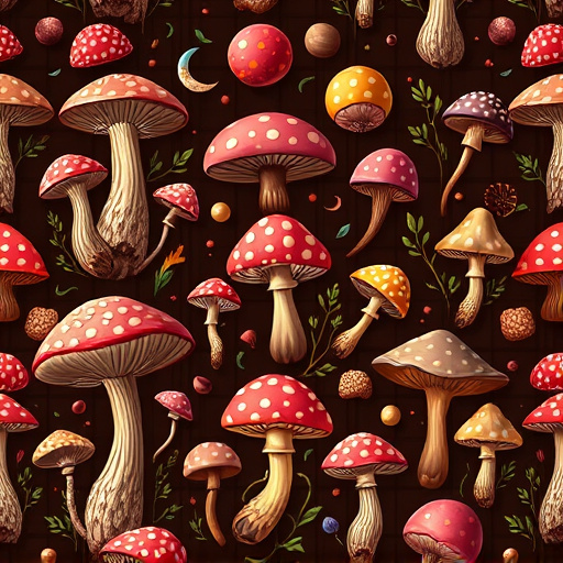 Artistic Magic Mushroom Chocolates Patterns