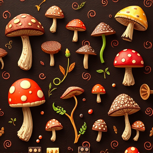 Artistic Magic Mushroom Chocolates Patterns