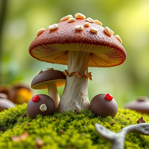 Magic Mushroom Chocolates with Nature Background